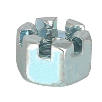Slotted Nut, White Zinc Steel, DIN 935