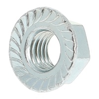 Slotted Flange Nut, White Zinc Steel, DIN 6923