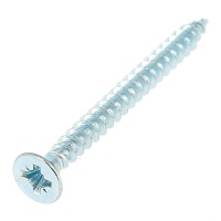 Wood and Chipboard Screw, Countersunk Pozidriv Head, White Zinc Steel