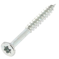 Wood and Chipboard Screw, Countersunk Torx Head, White Zinc Steel