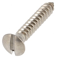Slotted Raised Countersunk Head Sheet Metal Screw, A2 Stainless Steel, DIN 7973