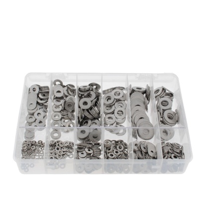 Pack of Assorted Flat Washers, M + L, A2 Stainless Steel, NFE 25513