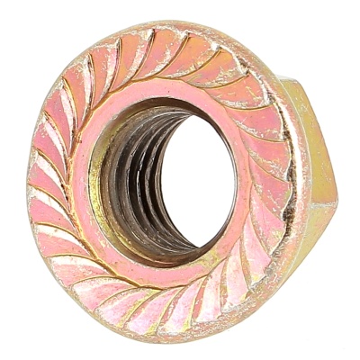 Slotted Flange Nut, Yellow Zinc Steel, DIN 6923