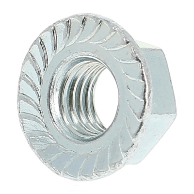 Slotted Flange Nut, White Zinc Steel, DIN 6923