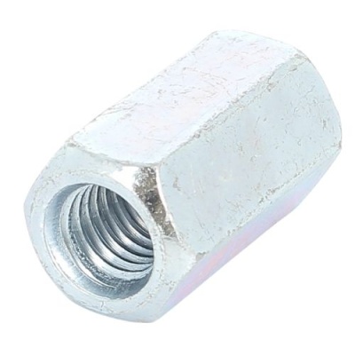 Coupling Nut, 3D, White Zinc Steel DIN 6334