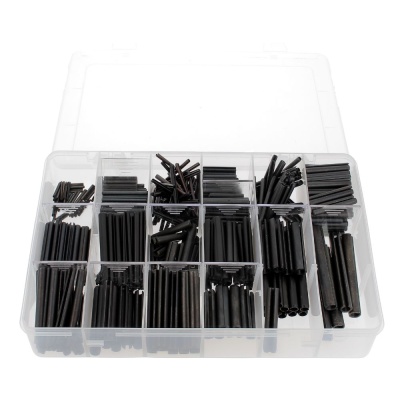 Pack of Assorted Elastic Split Pins, Black Steel, DIN 1481