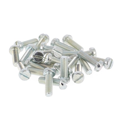 Bags of 25 Round Head Screws, White Zinc Steel