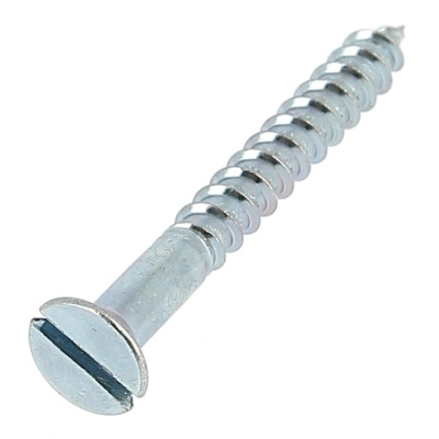 Slotted Countersunk Head Wood Screw, White Zinc Steel, DIN 97