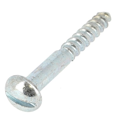 Slotted Round Head Wood Screw, White Zinc Steel135