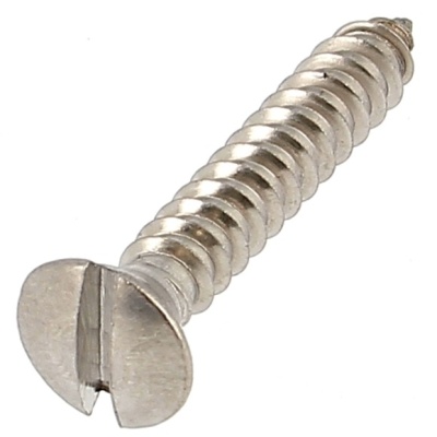 Slotted Raised Countersunk Head Sheet Metal Screw, A2 Stainless Steel, DIN 7973